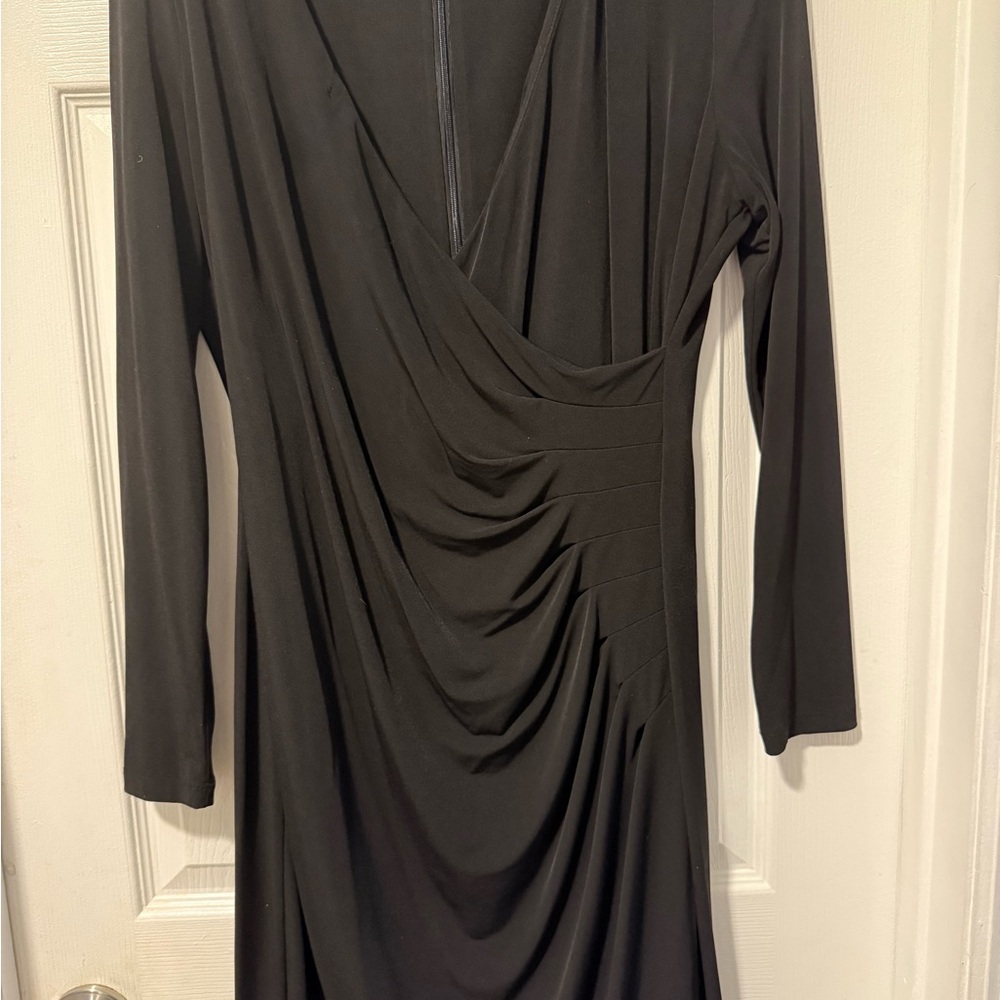 Calvin Klein Black Long Sleeve Draped Dress